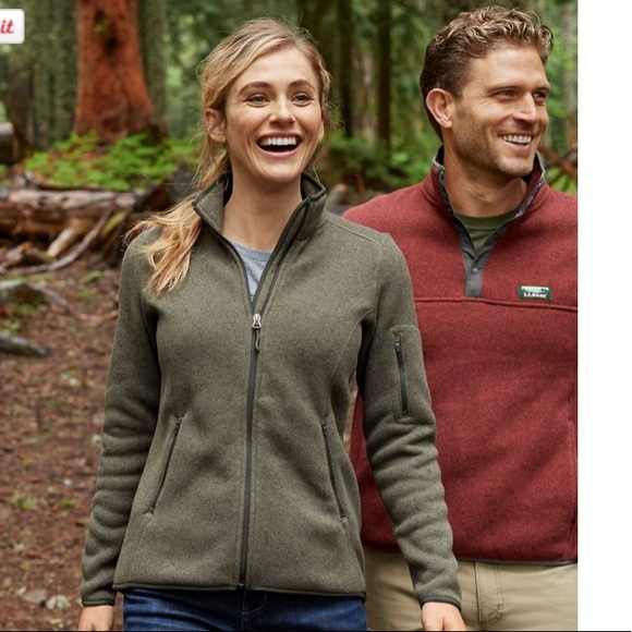 llbean sweater fleece coat
